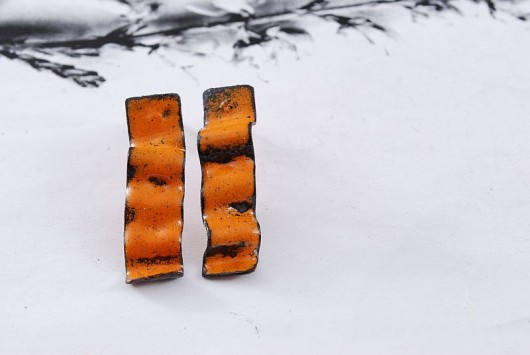 RIBBON  orange – kolczyki Dorota Oyrzanowska