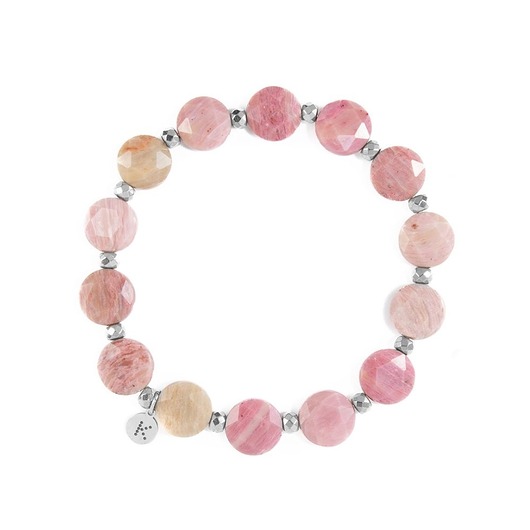 bransoletki z kamieni naturalnych Bransoletka z pudrowego Rodonitu - Wersja Srebrna