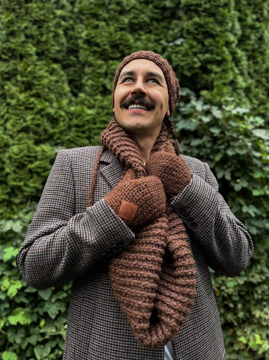 tuby i kominy Męski komin MERINO Brąz