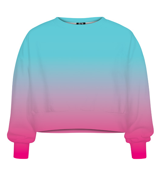 bluza bez kaptura damska DR.CROW Bluza Krótka CROP Ombre Mint Pink