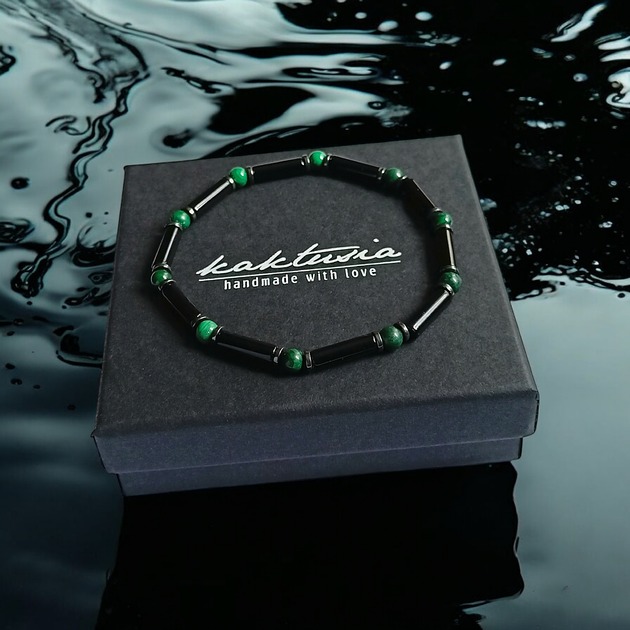 biżuteria męska MALACHIT, onyks :: MIŁOŚĆ, ZMIANY, SIŁA :: delikatna bransoletka