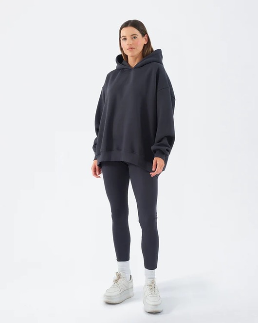 bluza z kapturem damska Bluza z kapturem light antracite cheer long