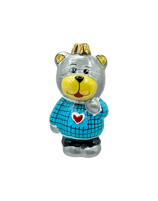 ozdoby choinkowe Bombka choinkowa: Uroczy miś w niebieskim sweterku