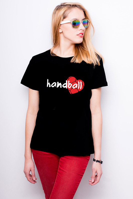 T-shirt damski z nadrukiem - handball serce AllbagAllprints