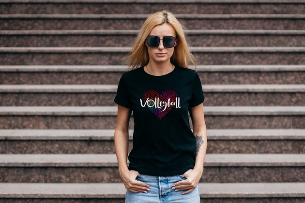 t-shirt damskie Koszulka damska organiczna SERCE VOLLEYBALL