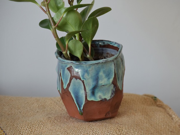doniczki FASET_osłonka ceramiczna_lazurowy turkus