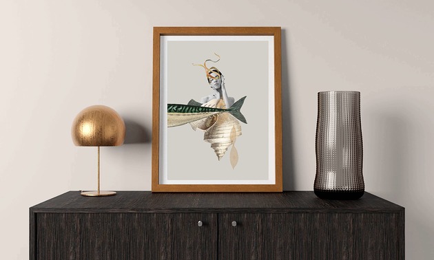 grafiki i ilustracje Plakat  Portret kobiety w kolorach ultramaryny