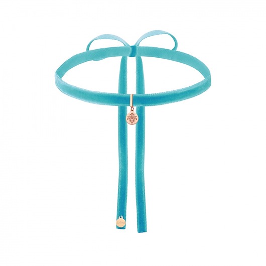Turkusowy aksamitny choker z rozetą SOTHO