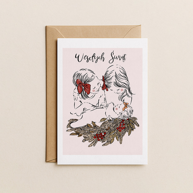 kartki świąteczne Kartka świąteczna z dziećmi