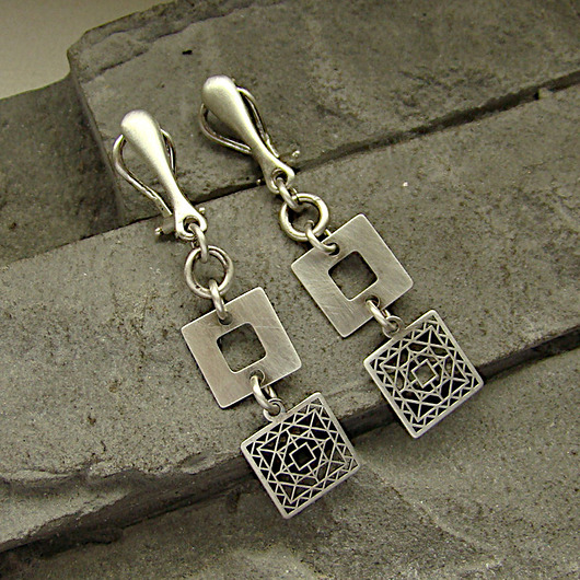 klipsy Klipsy srebrne Squares