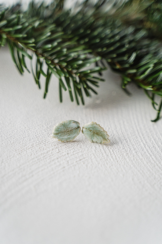 kolczyki ceramiczne Kolczyki porcelanowe LIŚĆ