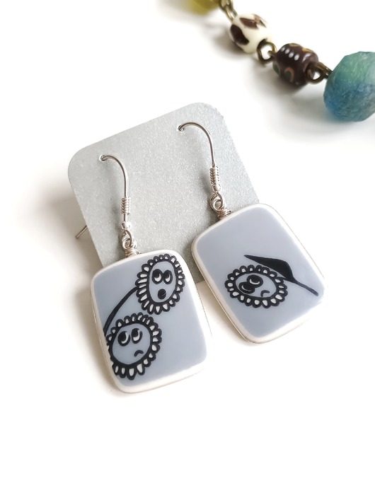 kolczyki ceramiczne Kolczyki ceramiczne w kwiaty