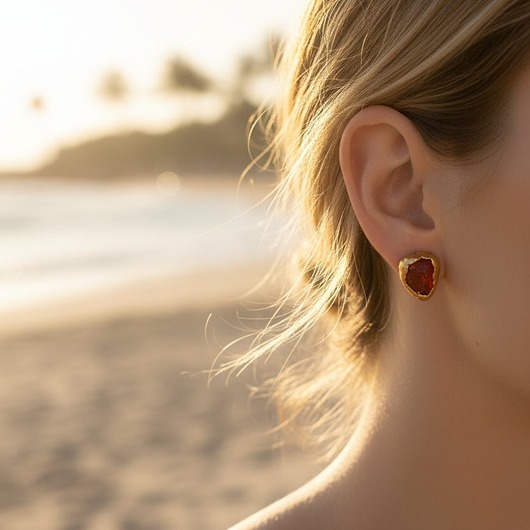 kolczyki pozłacane Kolczyki Sztyfty Karneol