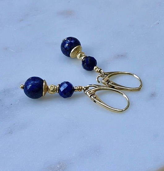 kolczyki pozłacane Kolczyki pozłacane z lapis lazuli