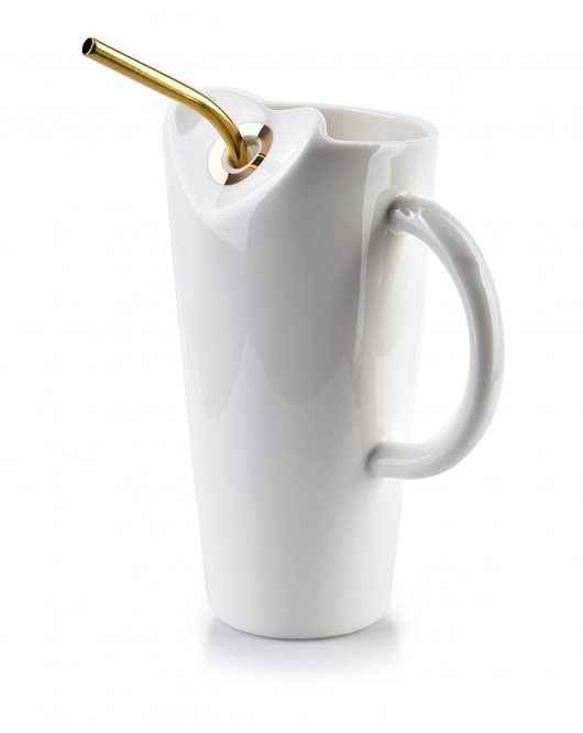 Kubek Porcelanowy Ze Słomką Aldo Biały MIA home