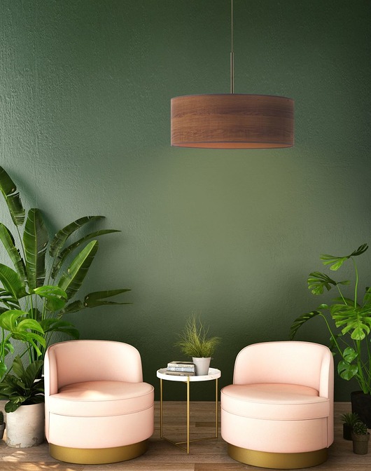 lampy wiszące Designerska lampa wisząca do salonu SINTRA ECO z fornirowym kloszem 60 cm