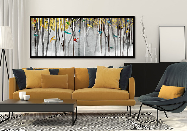 Obraz na płotnie PEJZAŻ ORIGAMI- 150x60cm 444 LUdesign gallery