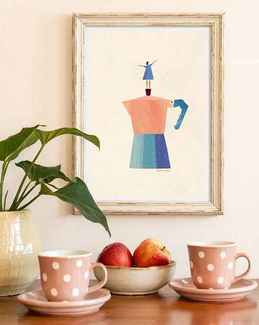 plakaty Plakat Kawa na dzień dobry - fine art z kawiarką