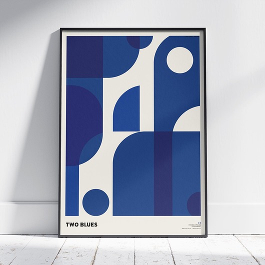 plakaty Plakat abstrakcyjny, abstrakcja, geometria - Dwa Odcienie Niebieskiego