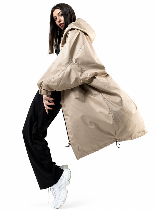 płaszcze damskie Płaszcz longline hoodie oversize mocca