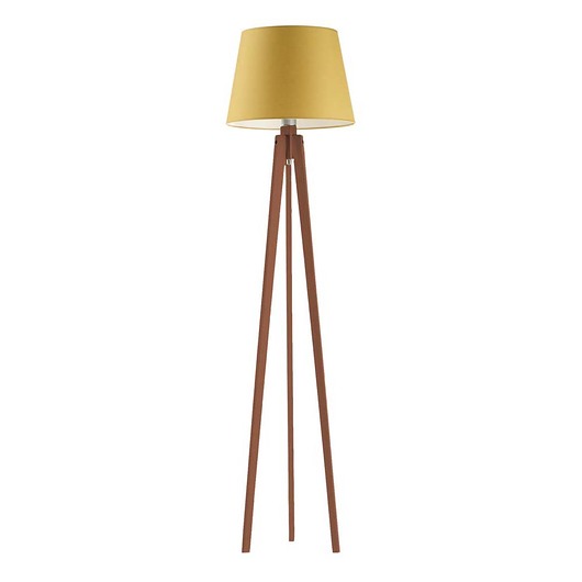 Mahoniowa lampa stojąca do salonu z abażurem CURACAO LYSNE