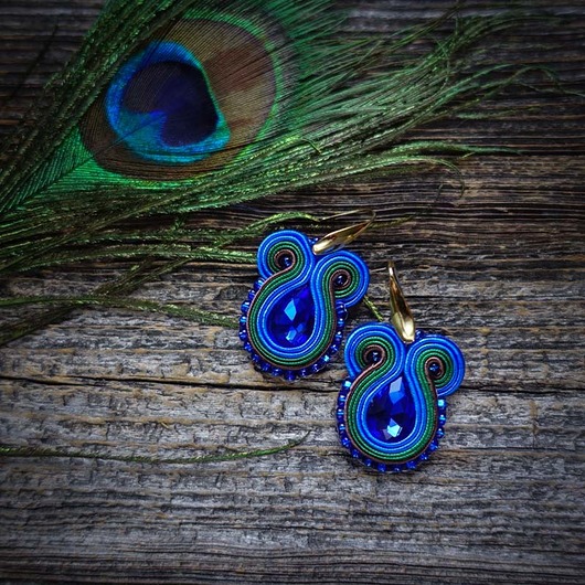 Peacock Eye-kolczyki soutache Mró Soutache