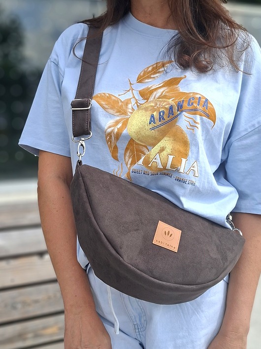 torby na ramię Torebka crossbody z Czekoladowego Nubuku