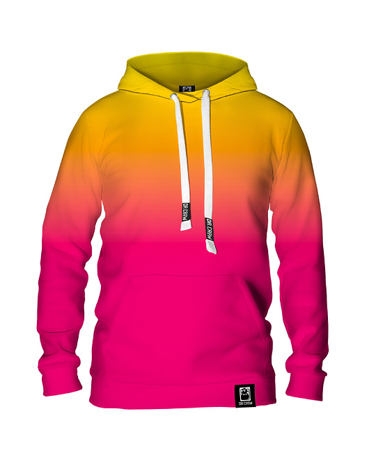 bluza z kapturem damska Damska Bluza z kapturem DR.CROW Ombre Żół Róź