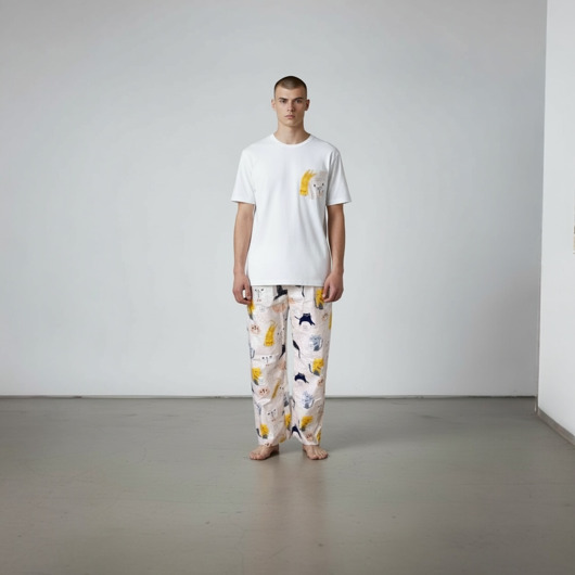 piżamy damskie Piżama Unisex bawełniana w koty