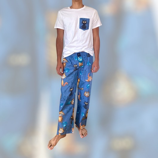 piżamy damskie Piżama Unisex bawełniana w koty