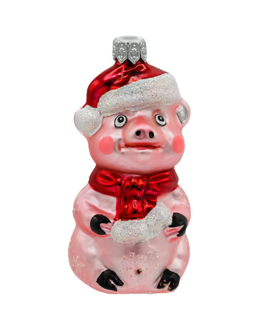 ozdoby choinkowe Bombka choinkowa: Świnka w czapce Mikołaja