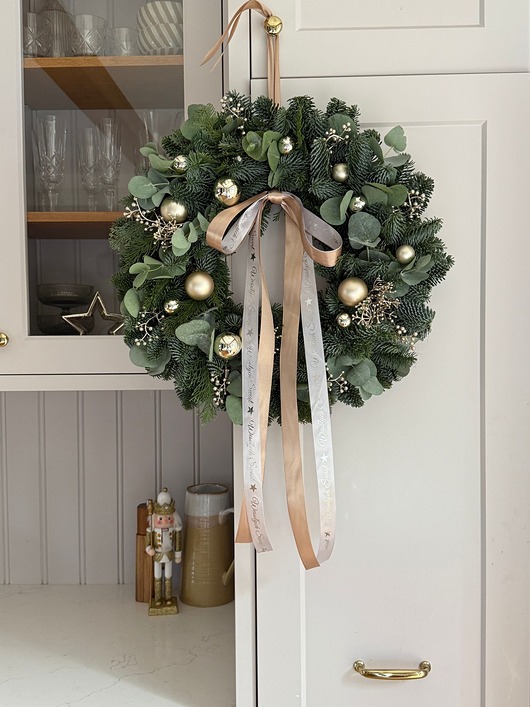 wianki bożonarodzeniowe SZAMPAŃSKI NATURALNY Wianek Bożonarodzeniowy na drzwi