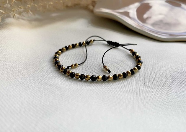 bransoletki z kamieni naturalnych Bransoletka z Czarnym Turmalinem i Złotymi Hematytami