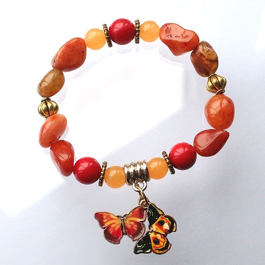 bransoletki z kamieni naturalnych UNIKAT - karneol, agat ognisty, koral