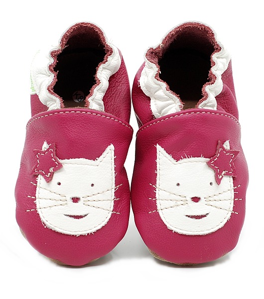 buty dziecięce Biały kotek na różu ekoTUPTUSIE