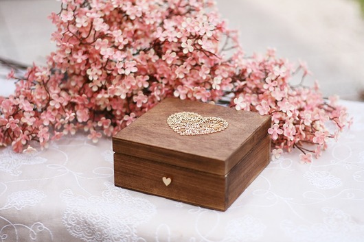 Kasetka z sercem na obrączki - PERSONALIZACJA AnemoneDream