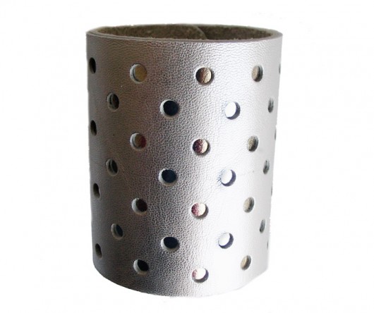 Bransoleta skórzana srebrna aluminium Mikashka
