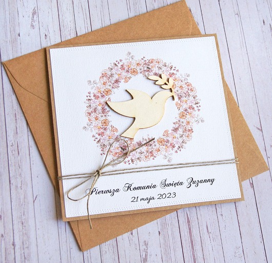 kartki na komunię Kartka, PERSONALIZACJA : I Komunia Święta: kwiatki