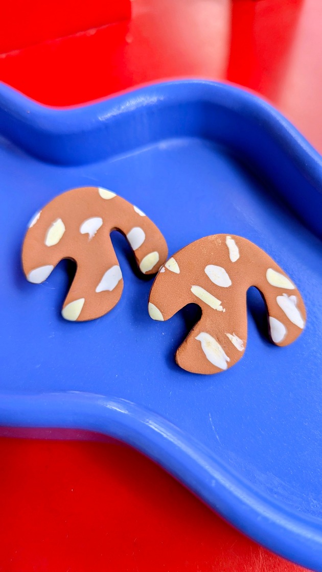 kolczyki z masy plastycznej Kolczyki grzybki bambi