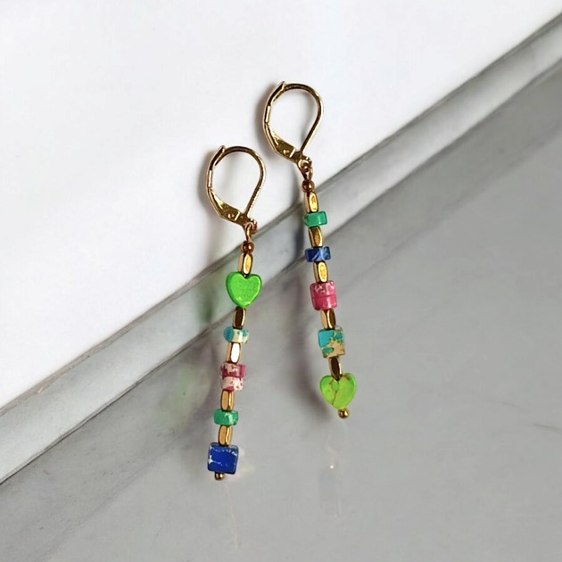 kolczyki z kamieniami Kolczyki wakacyjne : jaspis cesarski :: multicolor II