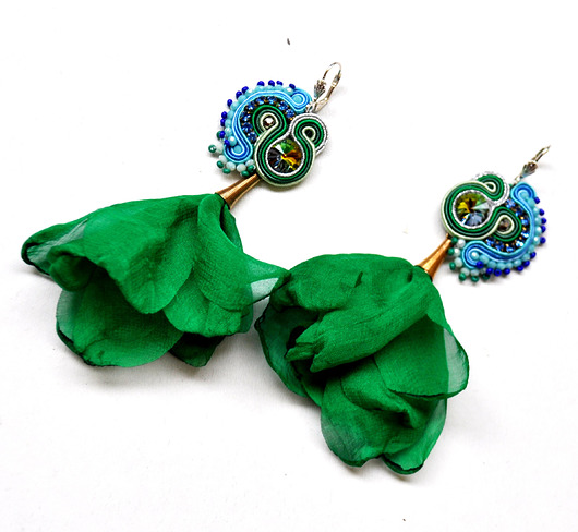 kolczyki soutache Sutaszowe kolczyki  BLUE&GREEN