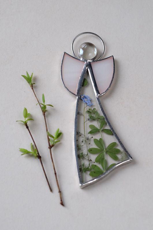 Aniołek z suszonymi kwiatami BeArt Handmade