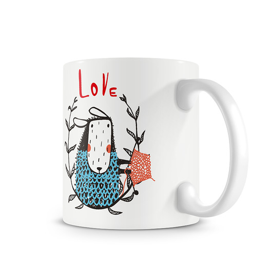 kubek. owieczka robi na drutach Love Life and Forest