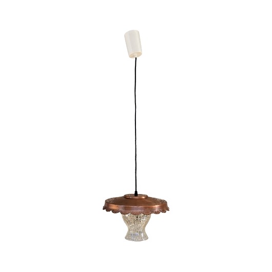 lampy wiszące Miedziana, rustykalna lampa wisząca, VEB Narva Leuchten, Niemcy, lata 70.