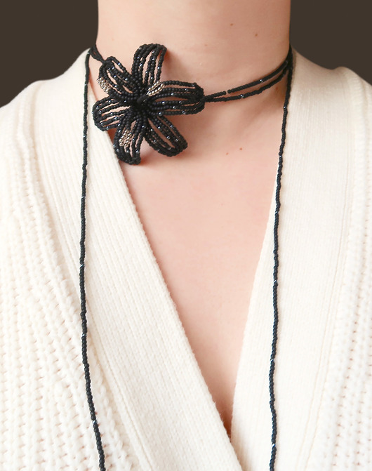 chokery Czarna lilia - naszyjnik choker