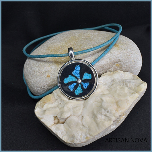 wisiory Naszyjnik ze Srebra i Turkusów