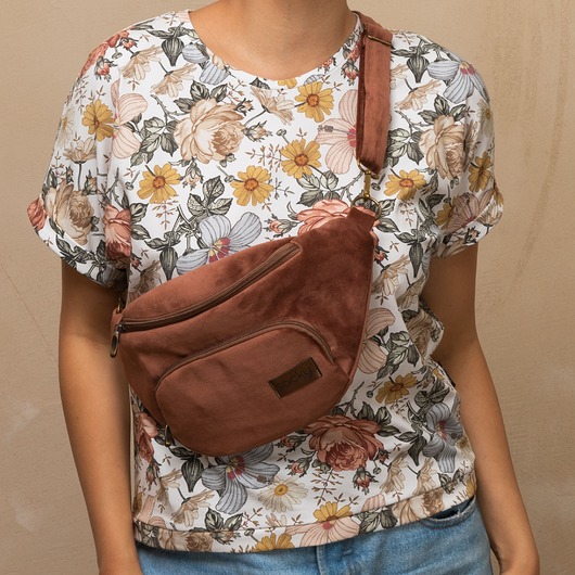 saszetka nerka Welurowa nerka miejska cynamon