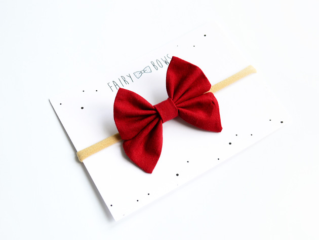 Opaska bezuciskowa kokardka podwójna BORDO FairyBows