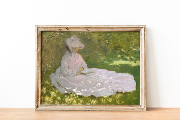 plakaty PLAKAT dekoracyjny, Claude Monet obraz, książki, czytanie książek