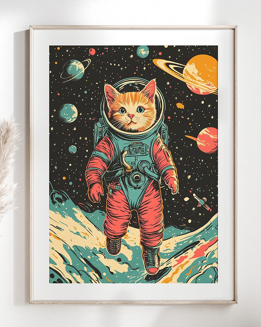 plakaty Plakat Kot w kosmosie II